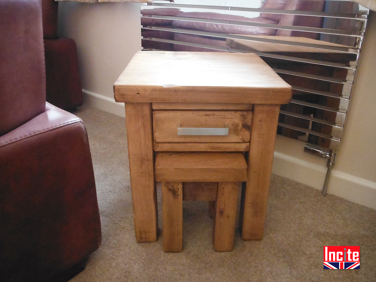 Nest of store tables with drawer